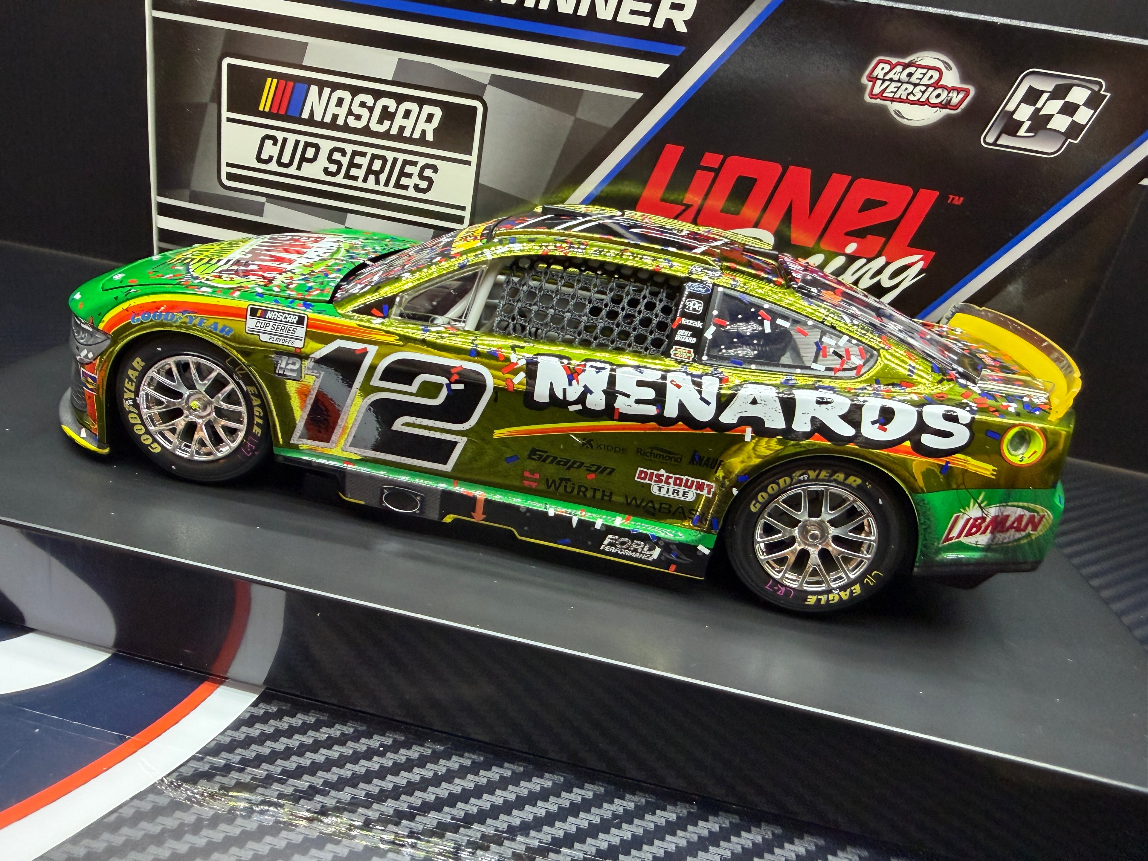 2025 Ryan Blaney 1:24 Menards Libman New Hampshire Race Win COLOR CHROME Diecast
