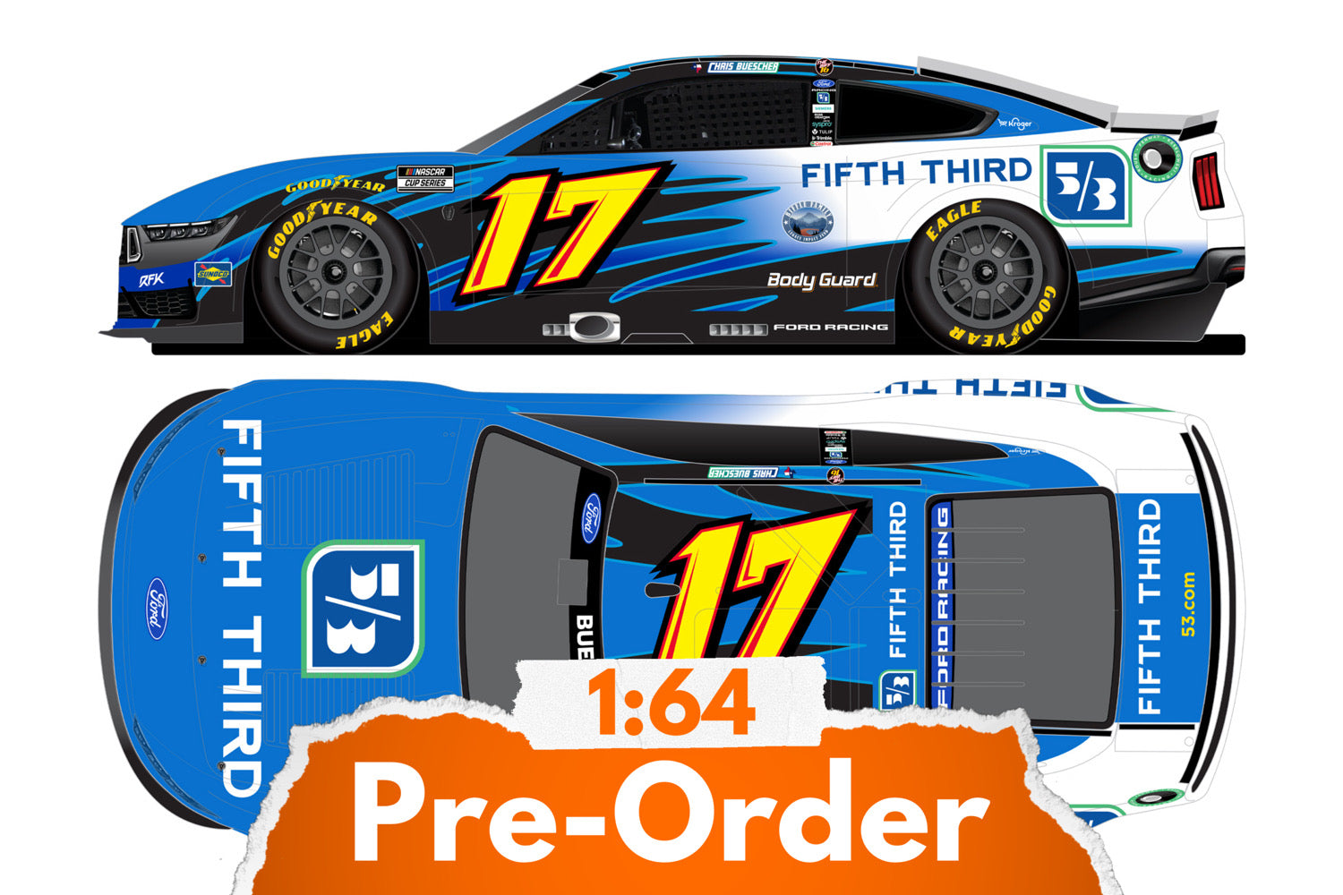 2026 Chris Buescher 1:64 Fifth Third Bank Throwback Diecast