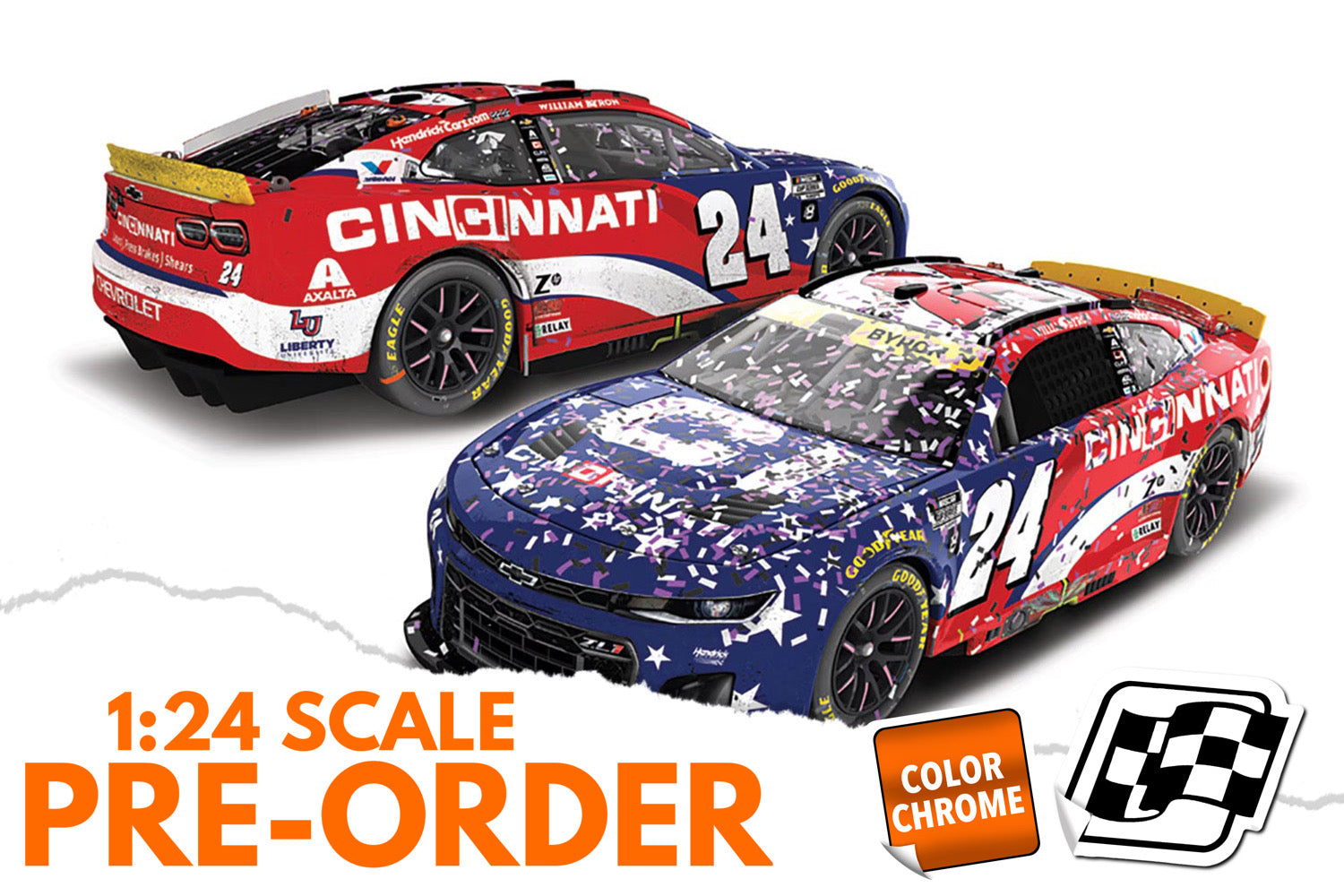 2025 William Byron 1:24 Cincinnati Martinsville Race Win COLOR CHROME Diecast