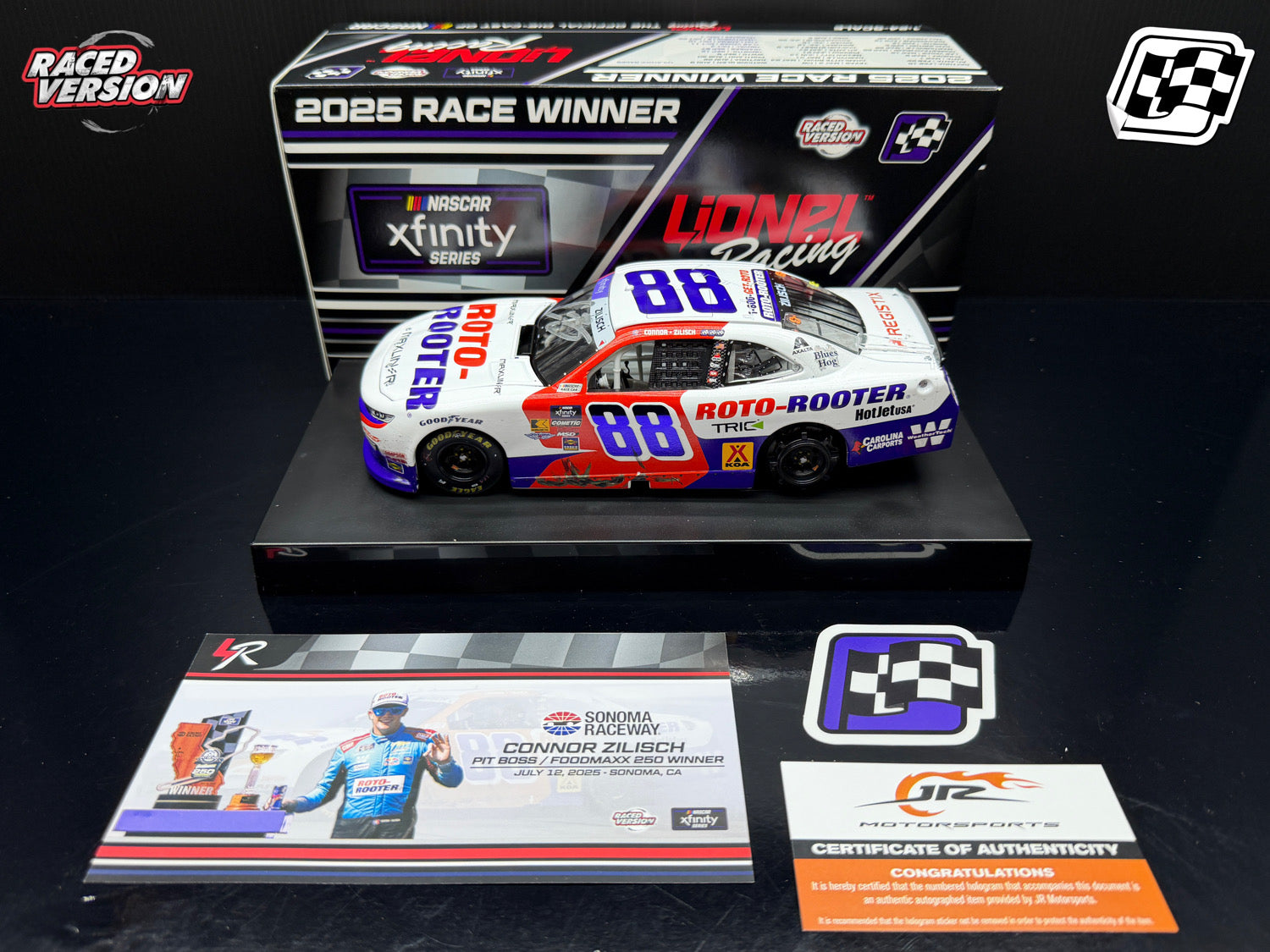 2025 Connor Zilisch 1:24 Roto-Rooter Sonoma Race Win Diecast (Autographed)