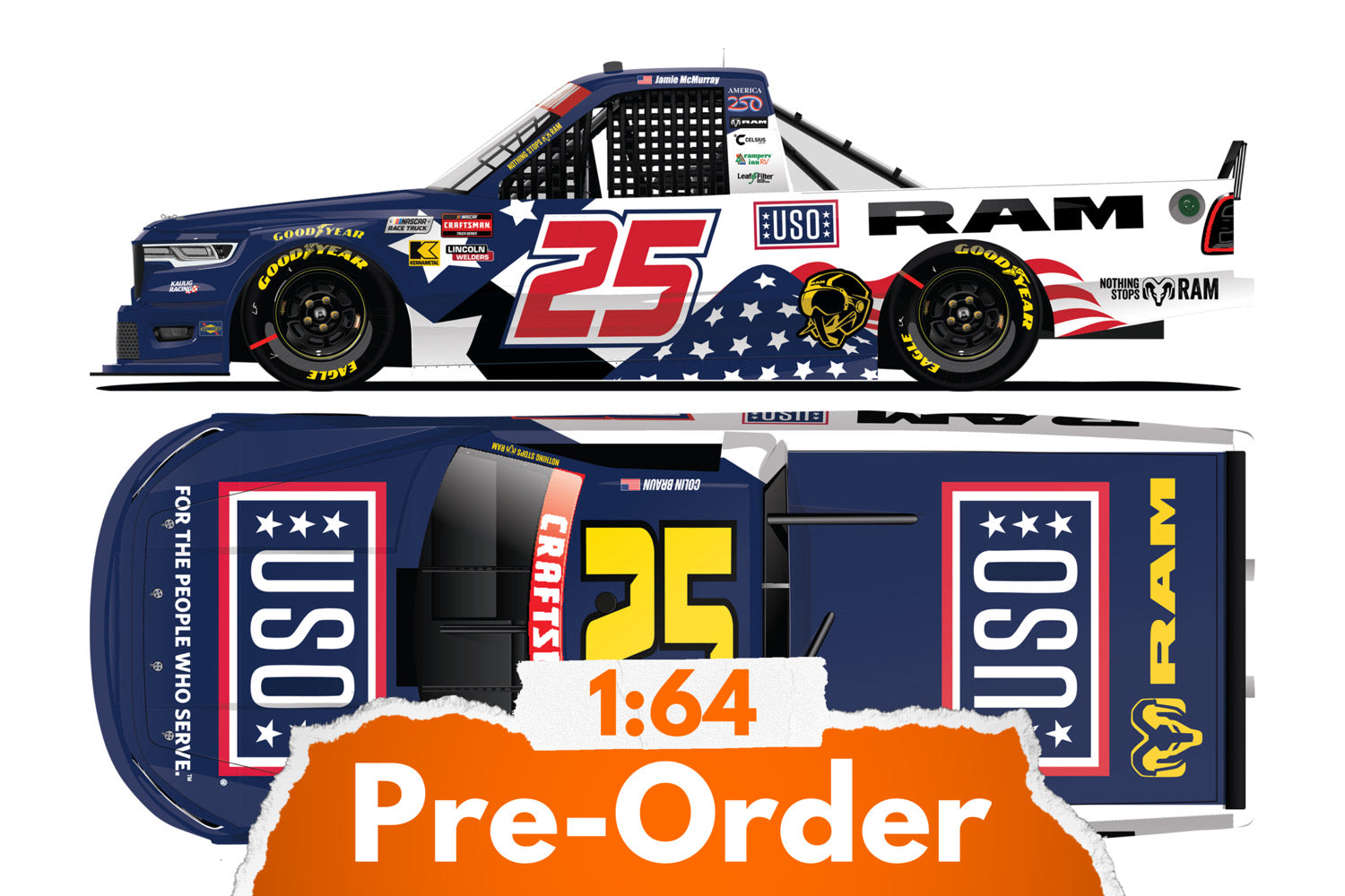 2026 Jamie McMurray 1:64 USO NASCAR Diecast
