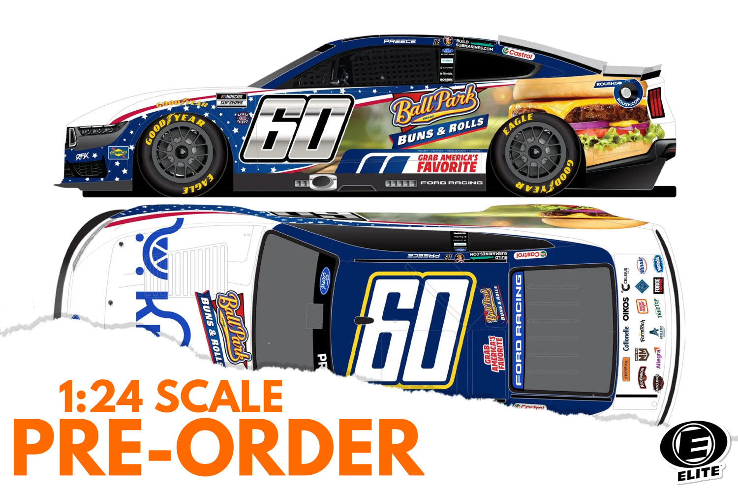 2026 Ryan Preece 1:24 Kroger / Ball Park Buns & Rolls ELITE Diecast