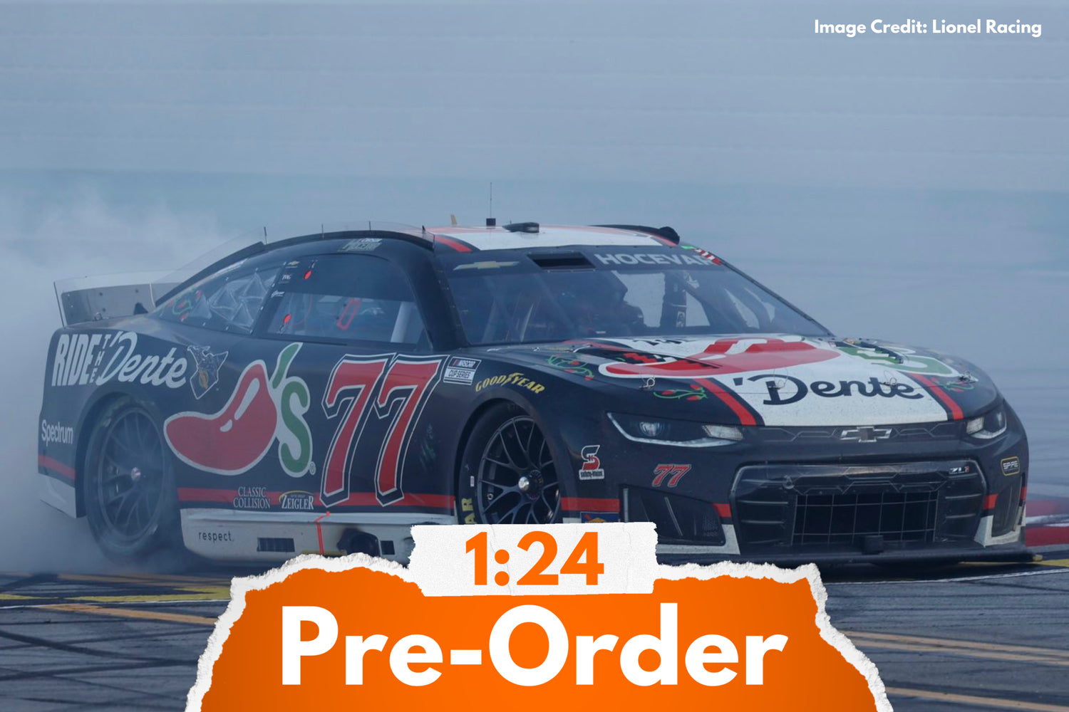 2026 Carson Hocevar 1:24 Chili’s Ride the Dente Talladega Race Win Diecast