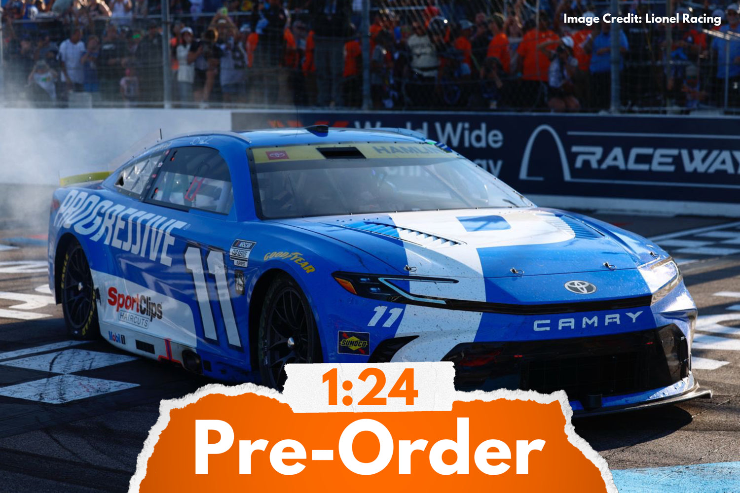 2025 Denny Hamlin 1:24 Progressive WWT Raceway Race Win Diecast