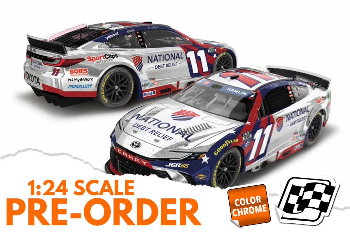 2026 Denny Hamlin 1:24 National Debt Relief Michigan Race Win COLOR CHROME Diecast