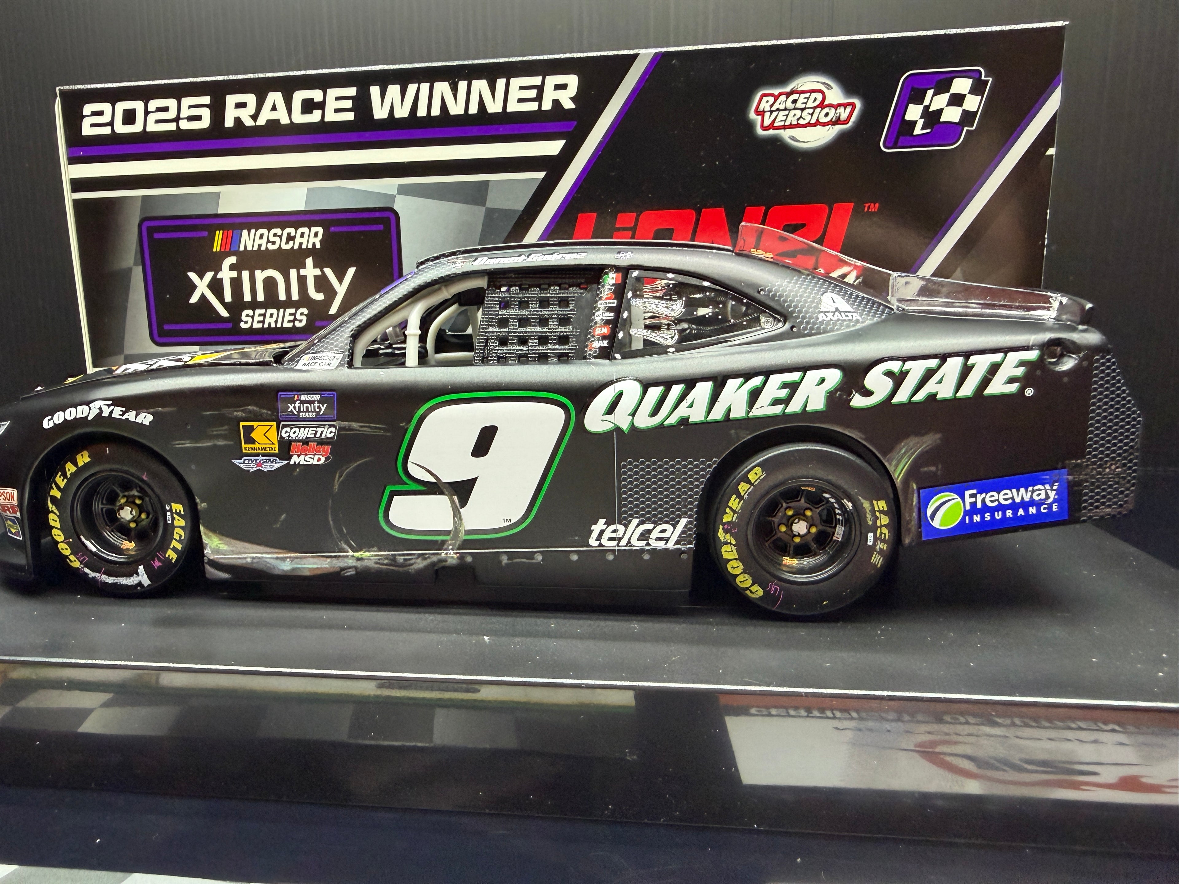 2025 Daniel Suarez 1:24 Quaker State Mexico City Race Win Diecast (Autographed)