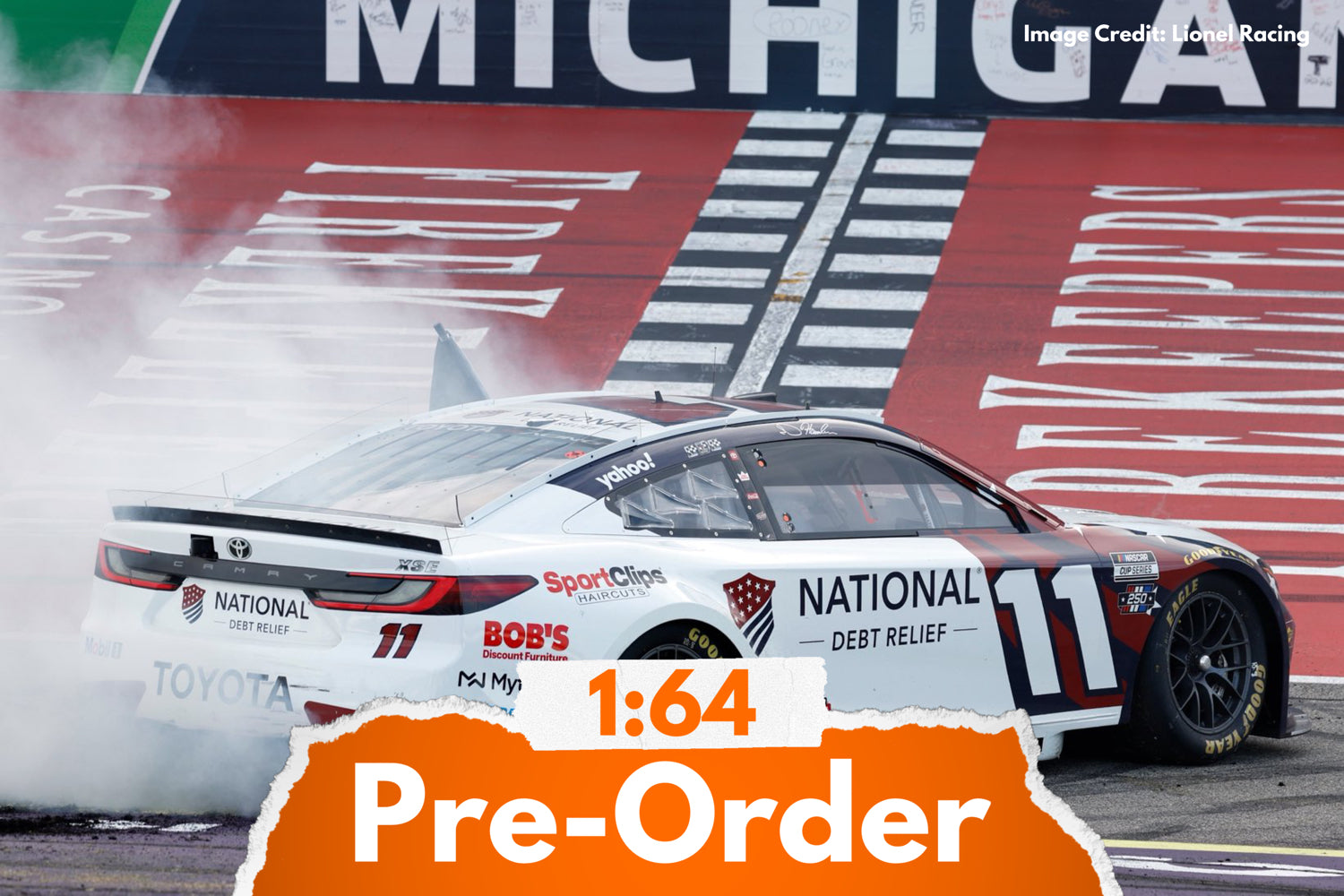 2026 Denny Hamlin 1:64 National Debt Relief Michigan Race Win Diecast
