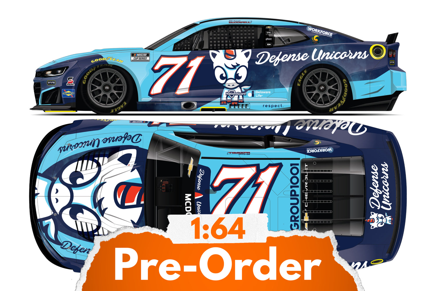 2026 Michael McDowell 1:64 Defense Unicorns NASCAR Diecast