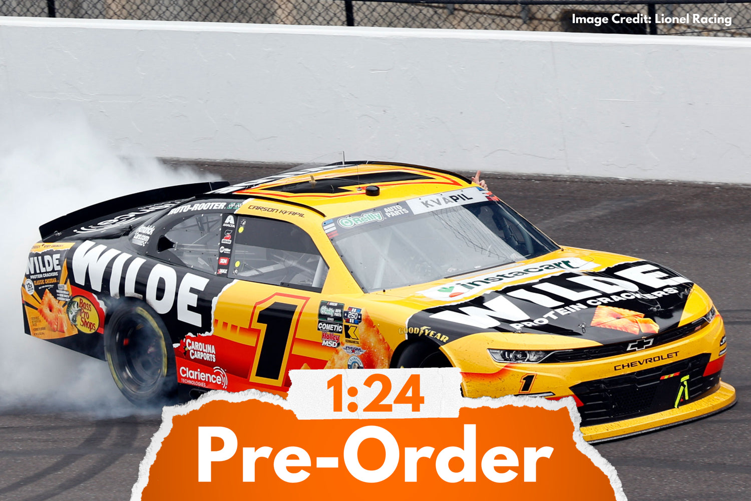 2026 Carson Kvapil 1:24 Wilde Protein Crackers Indianapolis Race Win Diecast