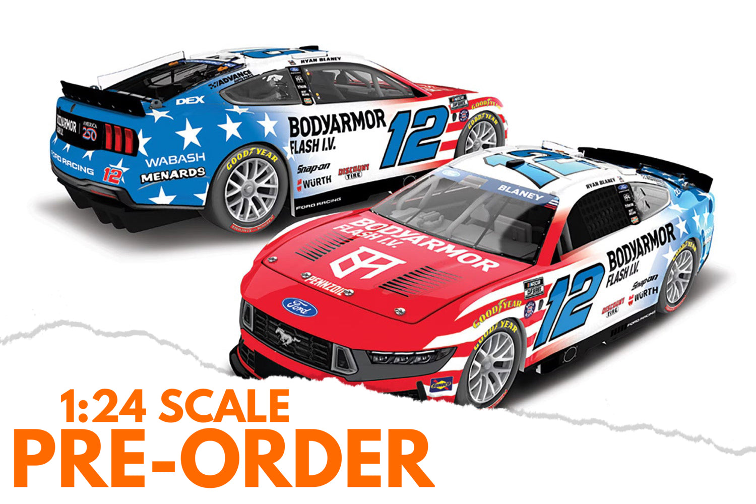2026 Ryan Blaney 1:24 BodyArmor Patriotic Red White and Blue Diecast