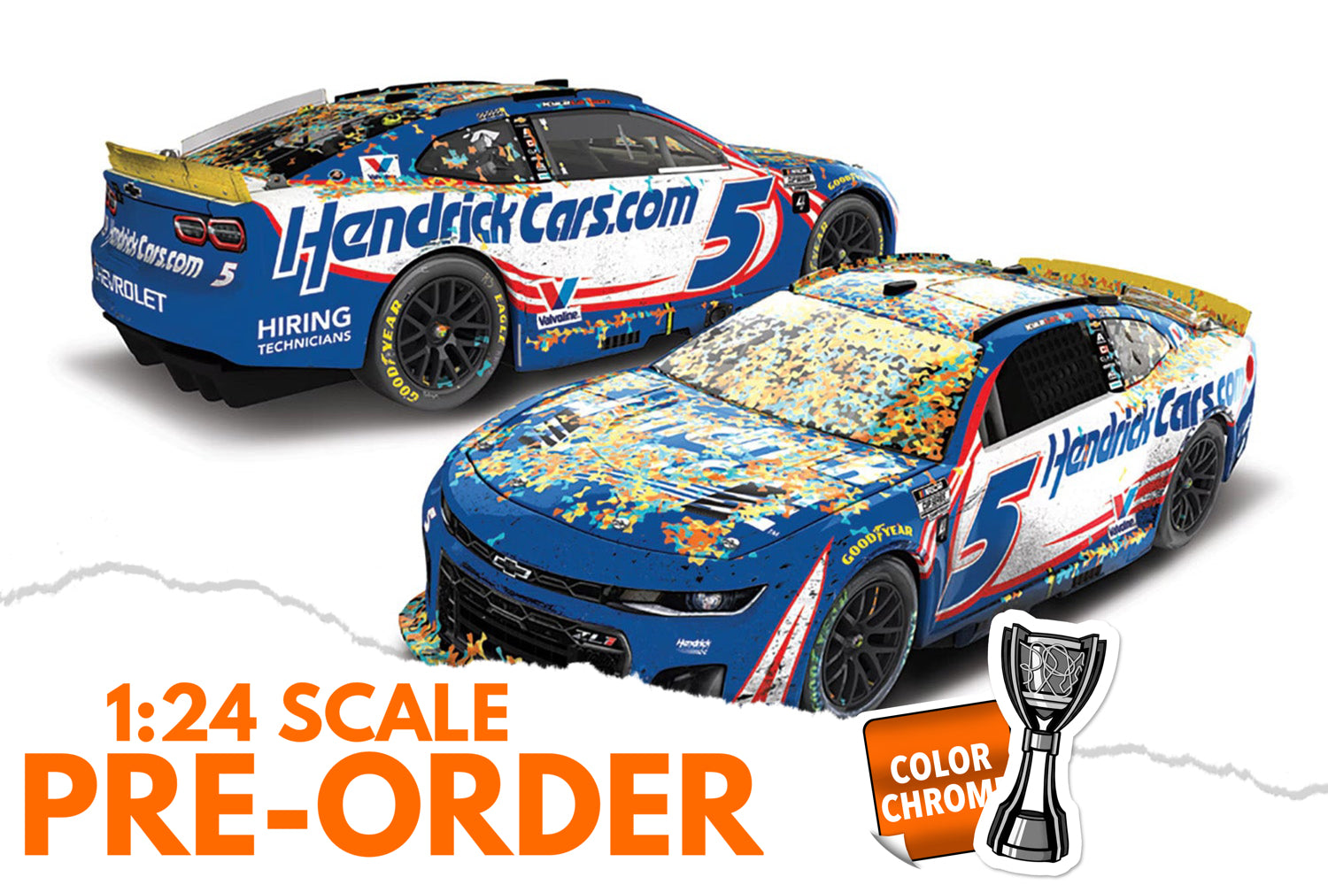 2025 Kyle Larson 1:24 HendrickCars.com Cup Champion Phoenix Raced Version COLOR CHROME Diecast