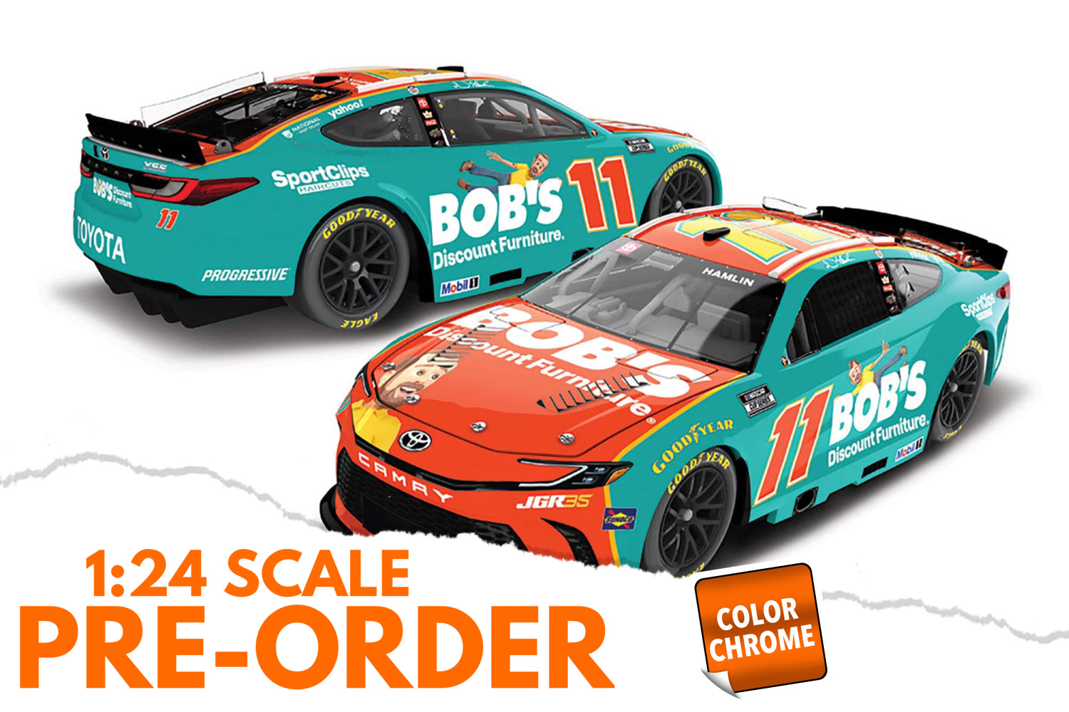 2026 Denny Hamlin 1:24 Bob's Discount Furniture COLOR CHROME Diecast