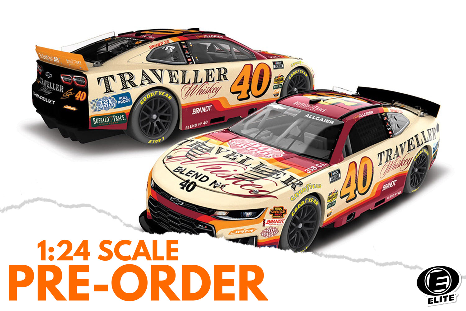 2026 Justin Allgaier 1:24 Traveller Whiskey ELITE Diecast
