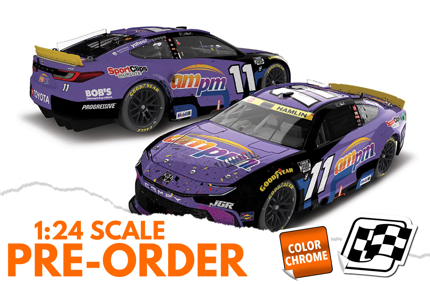 2025 Denny Hamlin 1:24 ampm Las Vegas Race Win COLOR CHROME Diecast