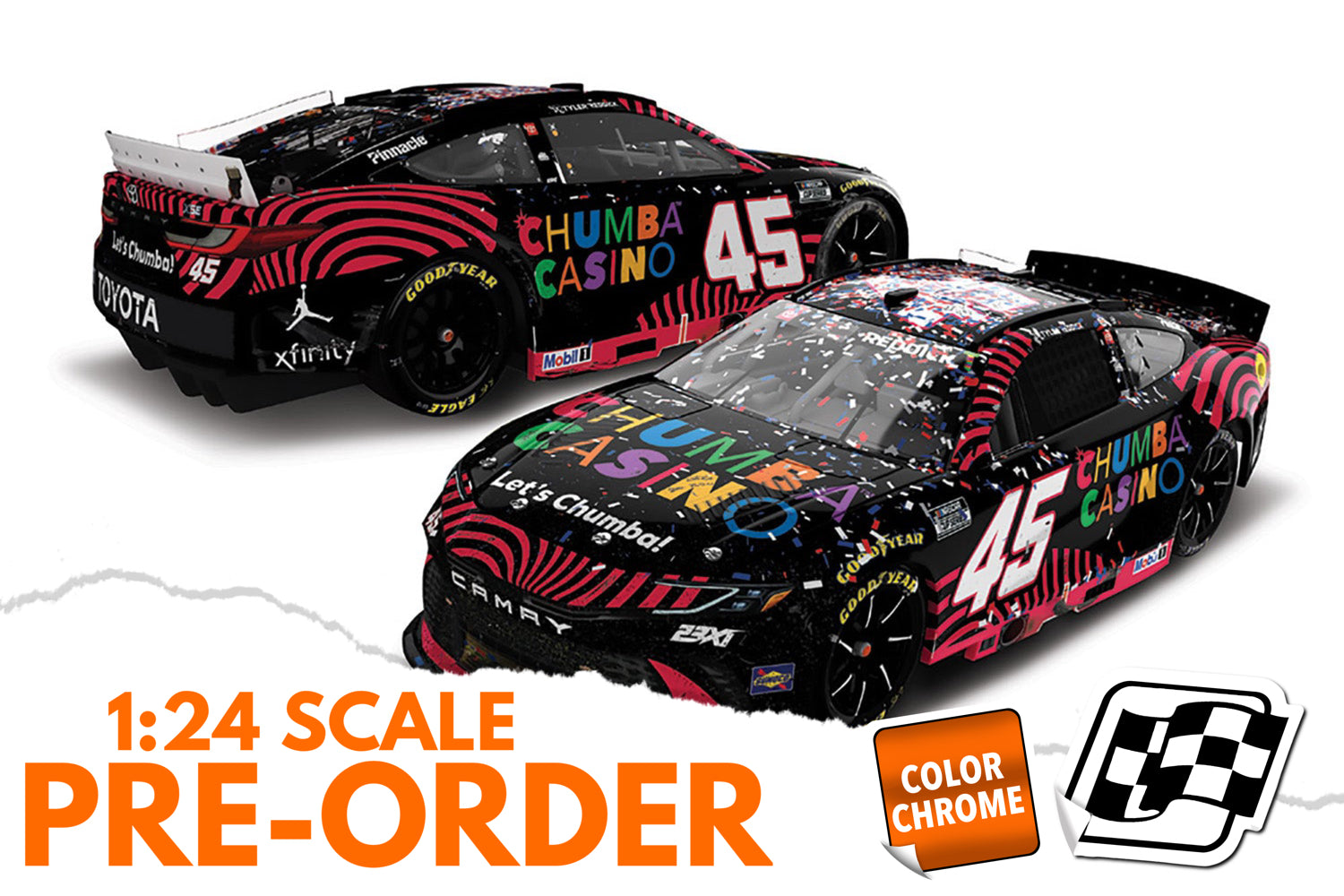 2026 Tyler Reddick 1:24 Chumba Casino Daytona 500 Race Win COLOR CHROME Diecast