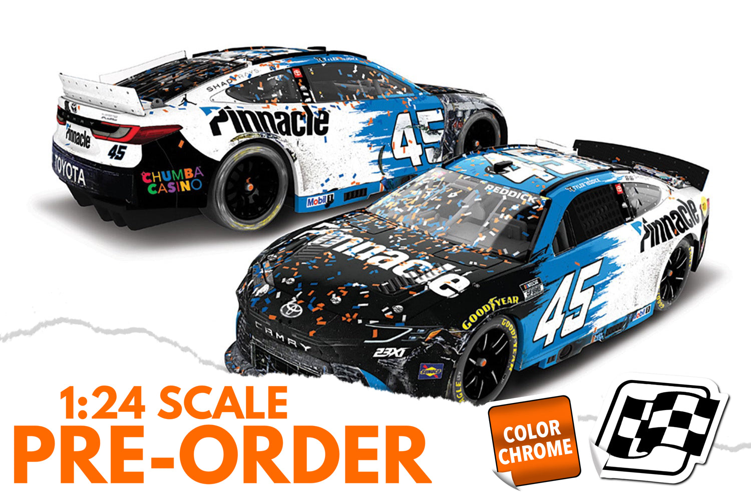 2026 Tyler Reddick 1:24 Pinnacle Atlanta / EchoPark Speedway Race Win COLOR CHROME Diecast