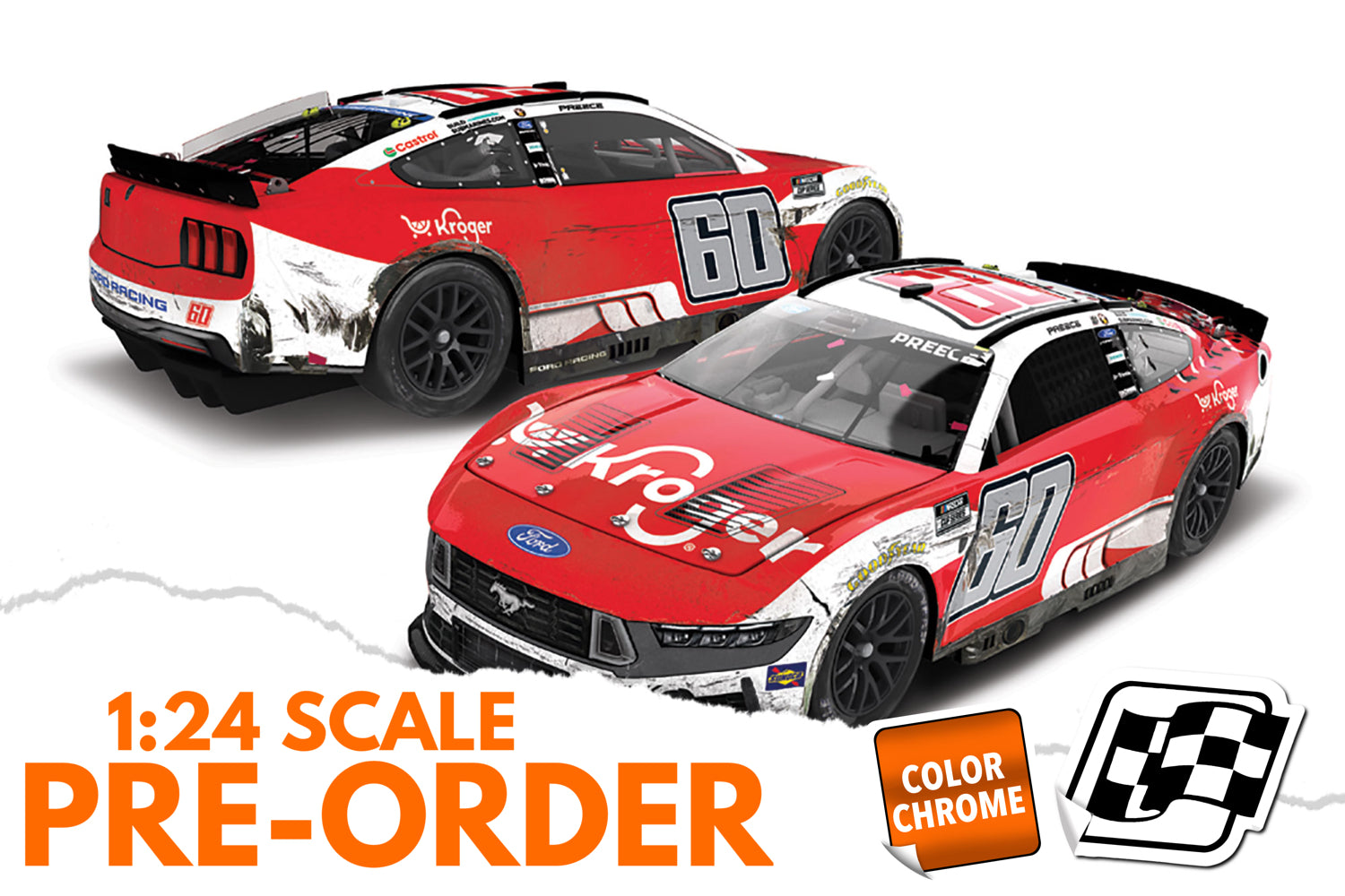 2026 Ryan Preece 1:24 Kroger Bowman Gray Clash Race Win COLOR CHROME Diecast