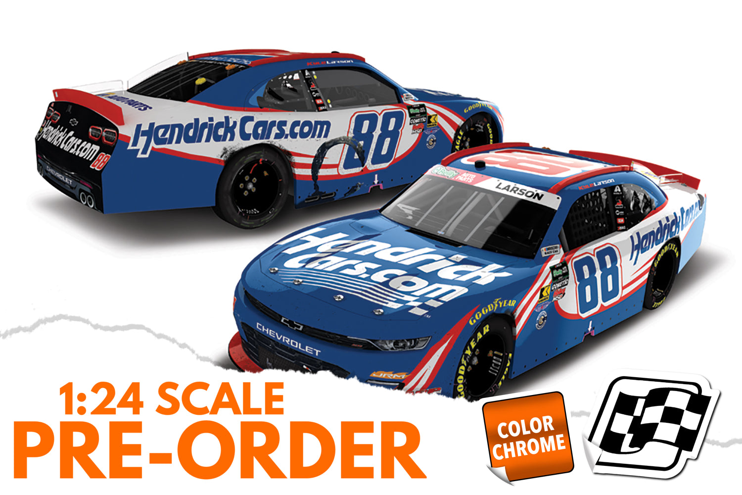 2026 Kyle Larson 1:24 HendrickCars.com Las Vegas Race Win COLOR CHROME Diecast
