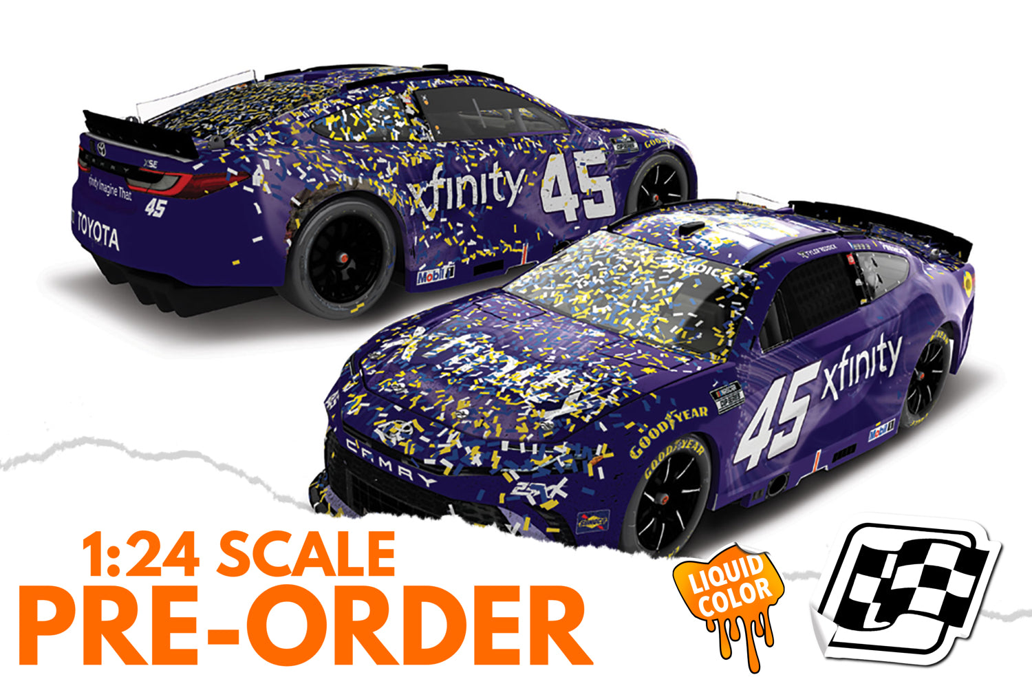 2026 Tyler Reddick 1:24 Xfinity Darlington Goodyear 400 Race Win LIQUID COLOR Diecast