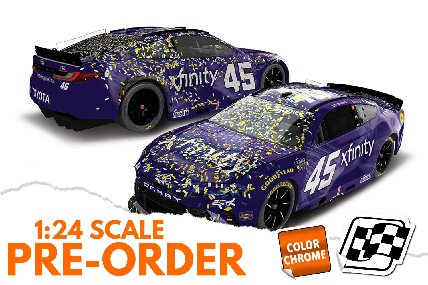2026 Tyler Reddick 1:24 Xfinity Darlington Goodyear 400 Race Win COLOR CHROME Diecast