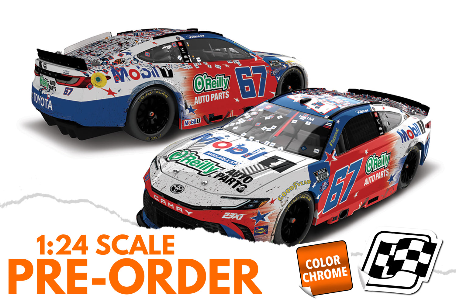 2026 Corey Heim 1:24 Mobil 1 O’reilly Patriotic San Diego Race Win COLOR CHROME Diecast