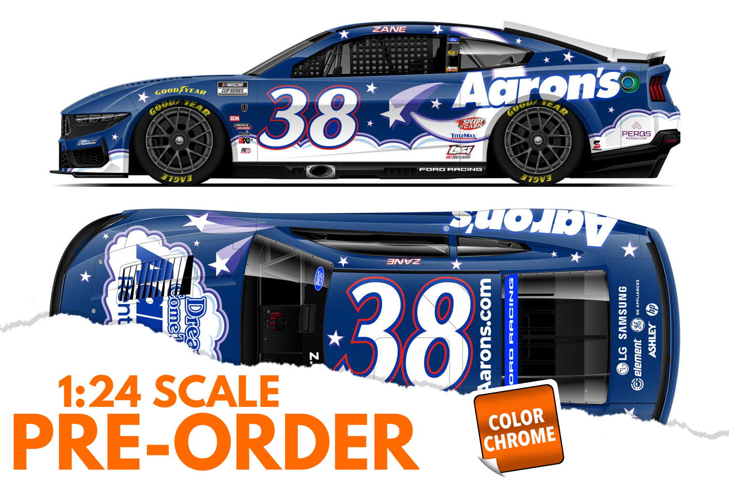 2026 Zane Smith 1:24 Aaron's Dream Machine NASCAR COLOR CHROME Diecast