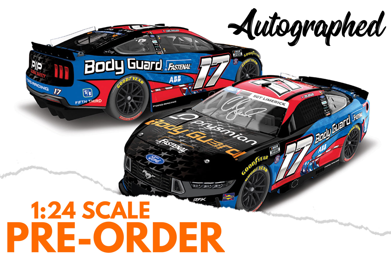 2026 Chris Buescher 1:24 Body Guard Salutes AUTOGRAPHED Diecast