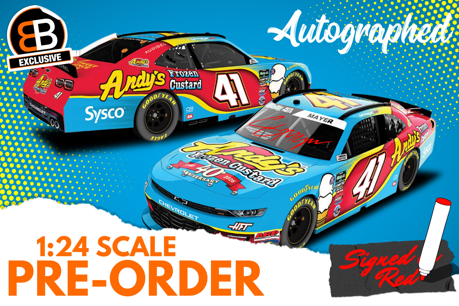 2026 Sam Mayer 1:24 Andy's Frozen Custard Autographed Diecast (SITE EXCLUSIVE)