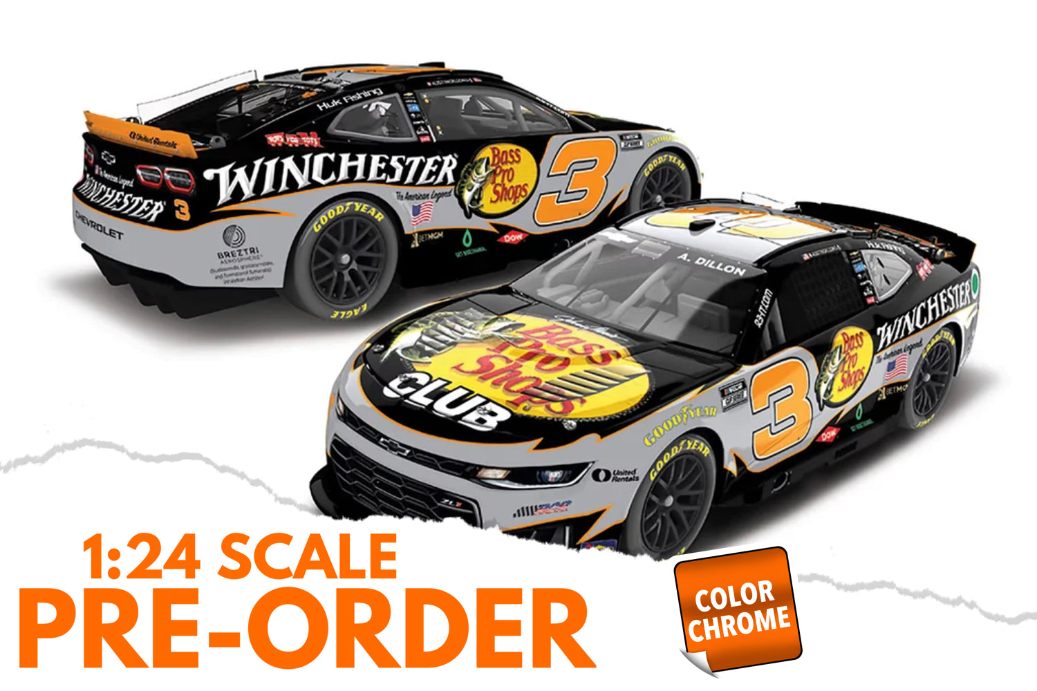 2026 Austin Dillon 1:24 Bass Pro Shops / Winchester COLOR CHROME NASCAR Diecast