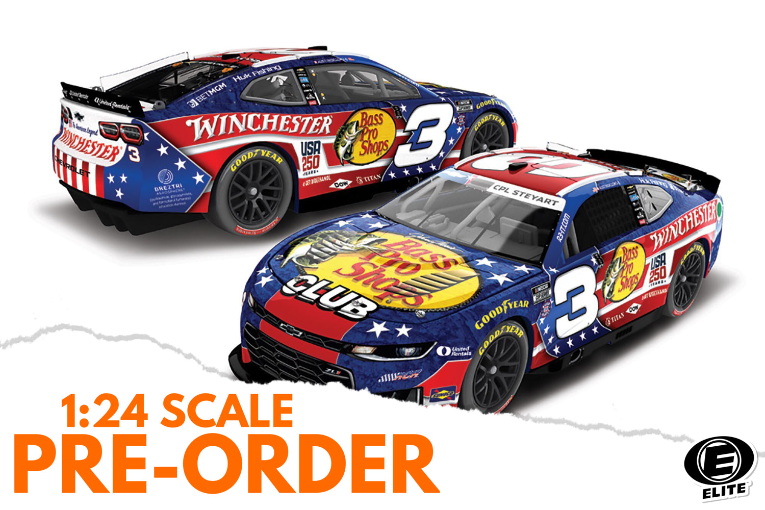 2026 Austin Dillon 1:24 Bass Pro Shops / Winchester Patriotic ELITE Diecast