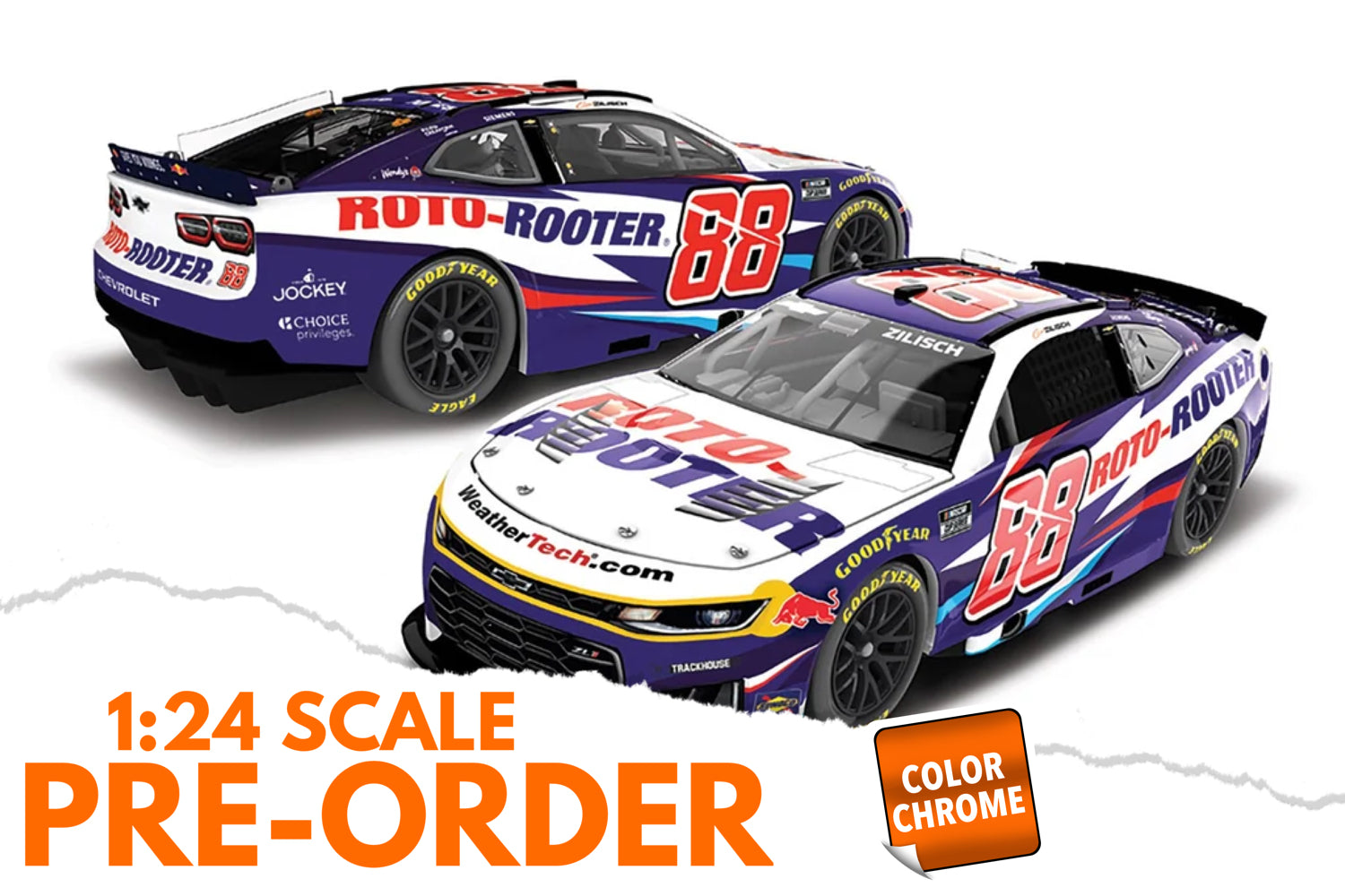 2026 Connor Zilisch 1:24 Roto-Rooter COLOR CHROME Diecast