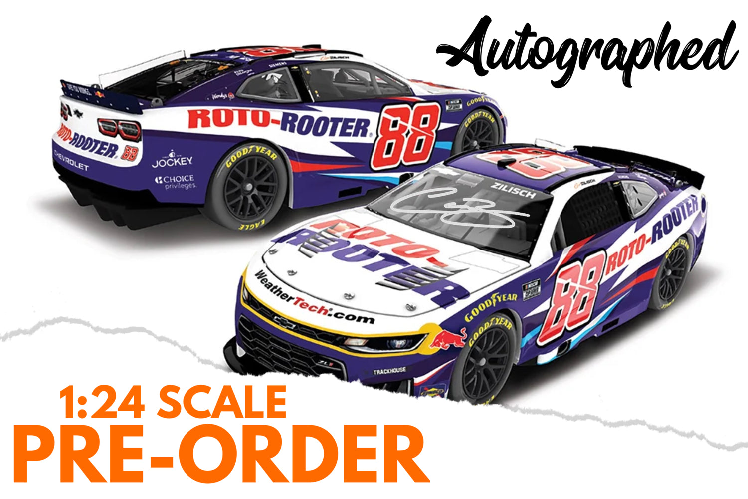 2026 Connor Zilisch 1:24 Roto-Rooter AUTOGRAPHED Diecast