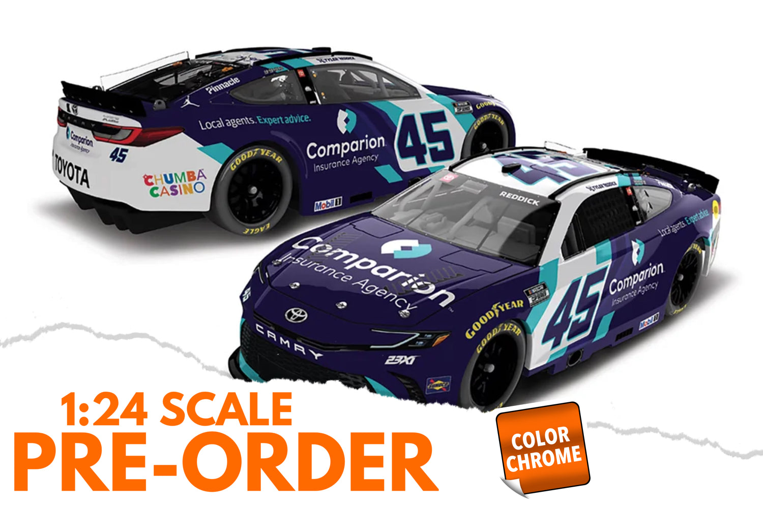 2026 Tyler Reddick 1:24 Comparion Insurance Agency COLOR CHROME Diecast