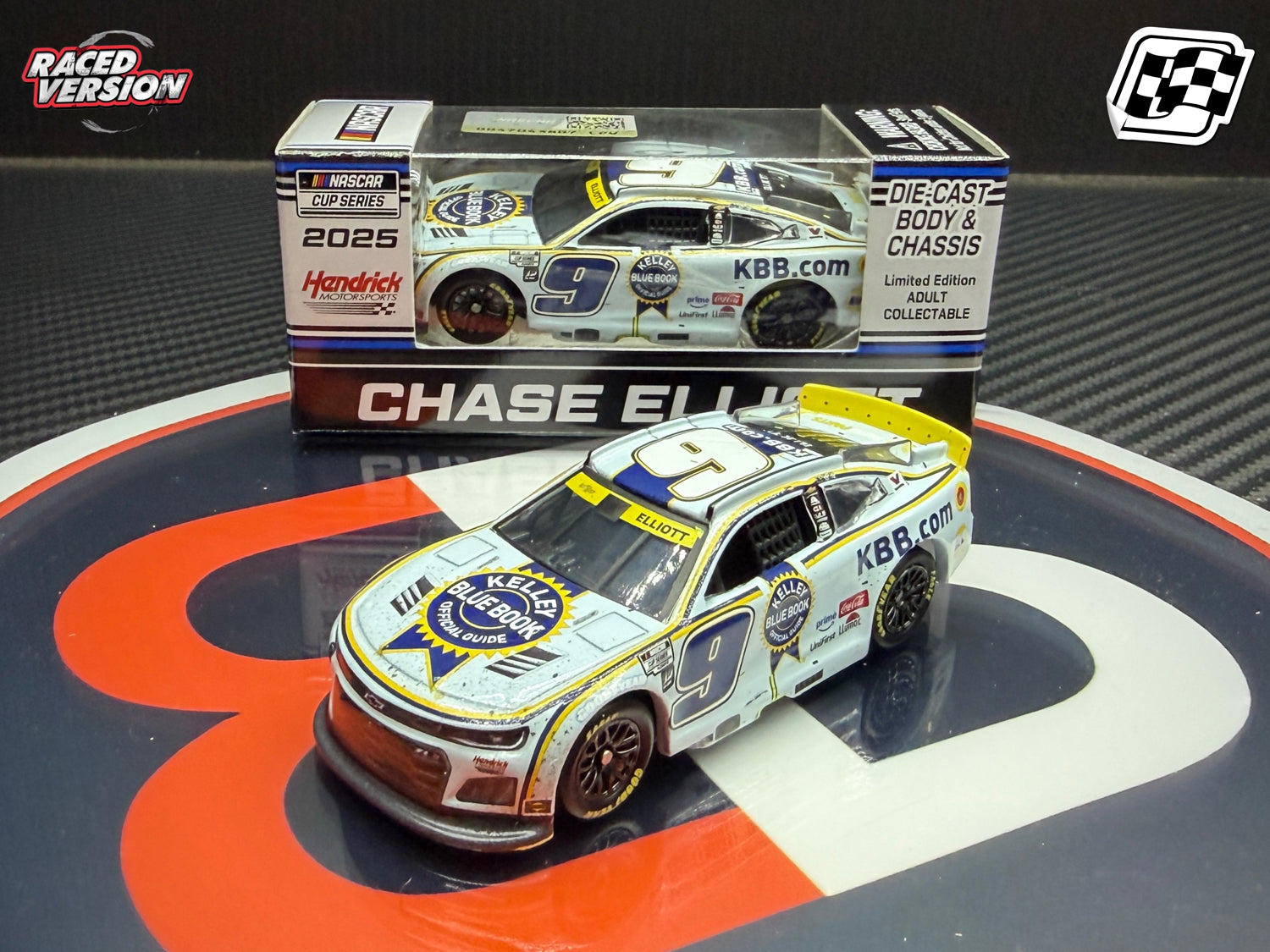 2025 Chase Elliott 1:64 Kelley Blue Book Kansas Race Win Diecast