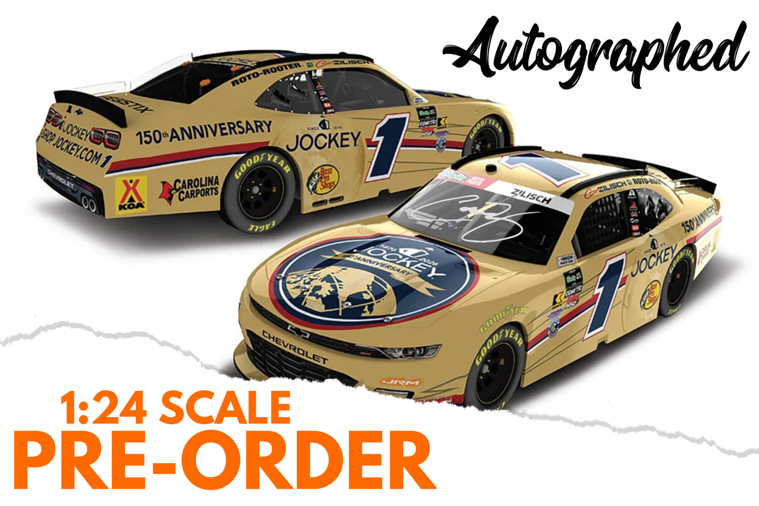 2026 Connor Zilisch 1:24 Jockey 150th Anniversary AUTOGRAPHED Diecast