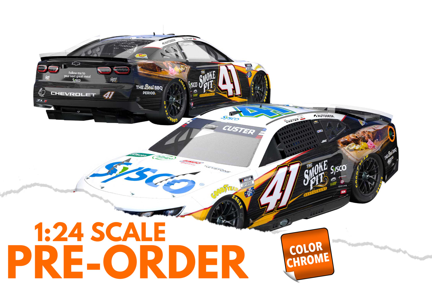 2026 Cole Custer 1:24 Sysco / The Smoke Pit COLOR CHROME NASCAR Diecast