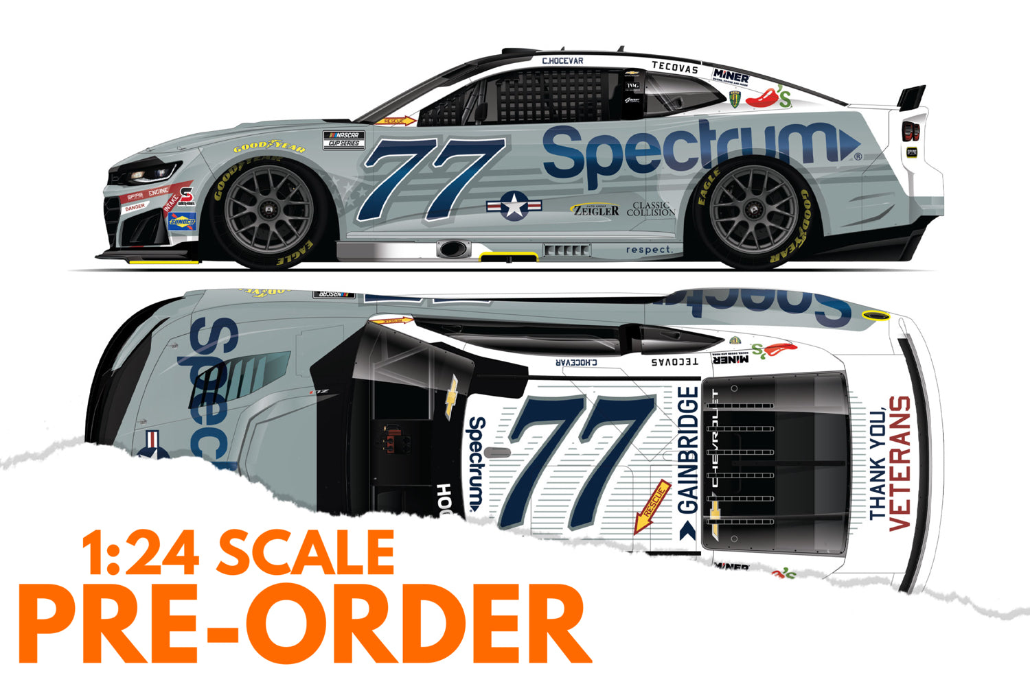 2026 Carson Hocevar 1:24 Spectrum Patriotic NASCAR Diecast