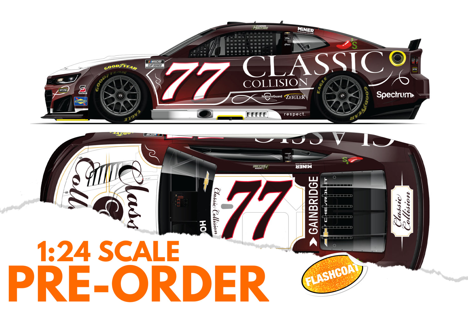 2026 Carson Hocevar 1:24 Classic Collision FLASHCOAT NASCAR Diecast
