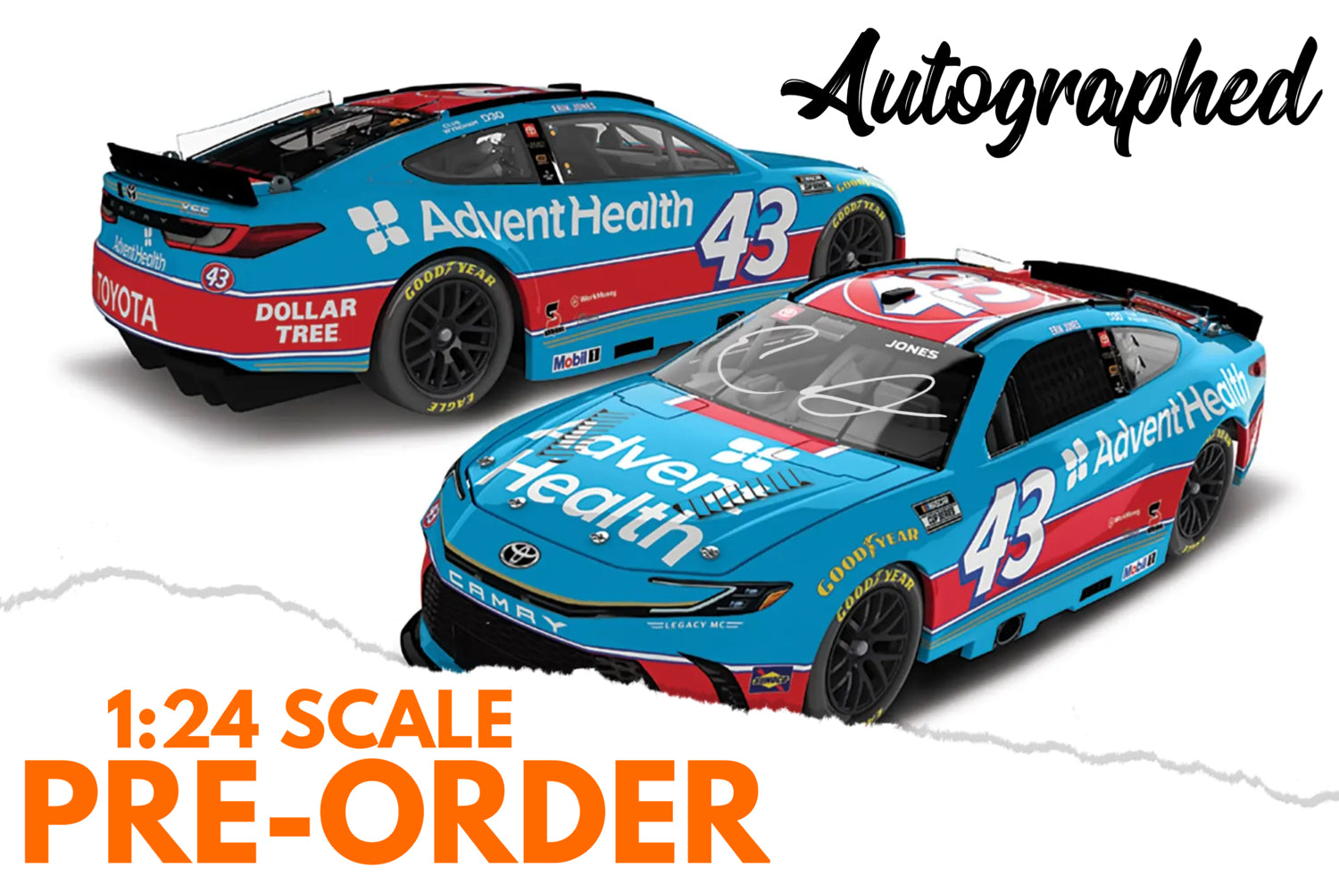 2026 Erik Jones 1:24 AdventHealth Throwback AUTOGRAPHED Diecast
