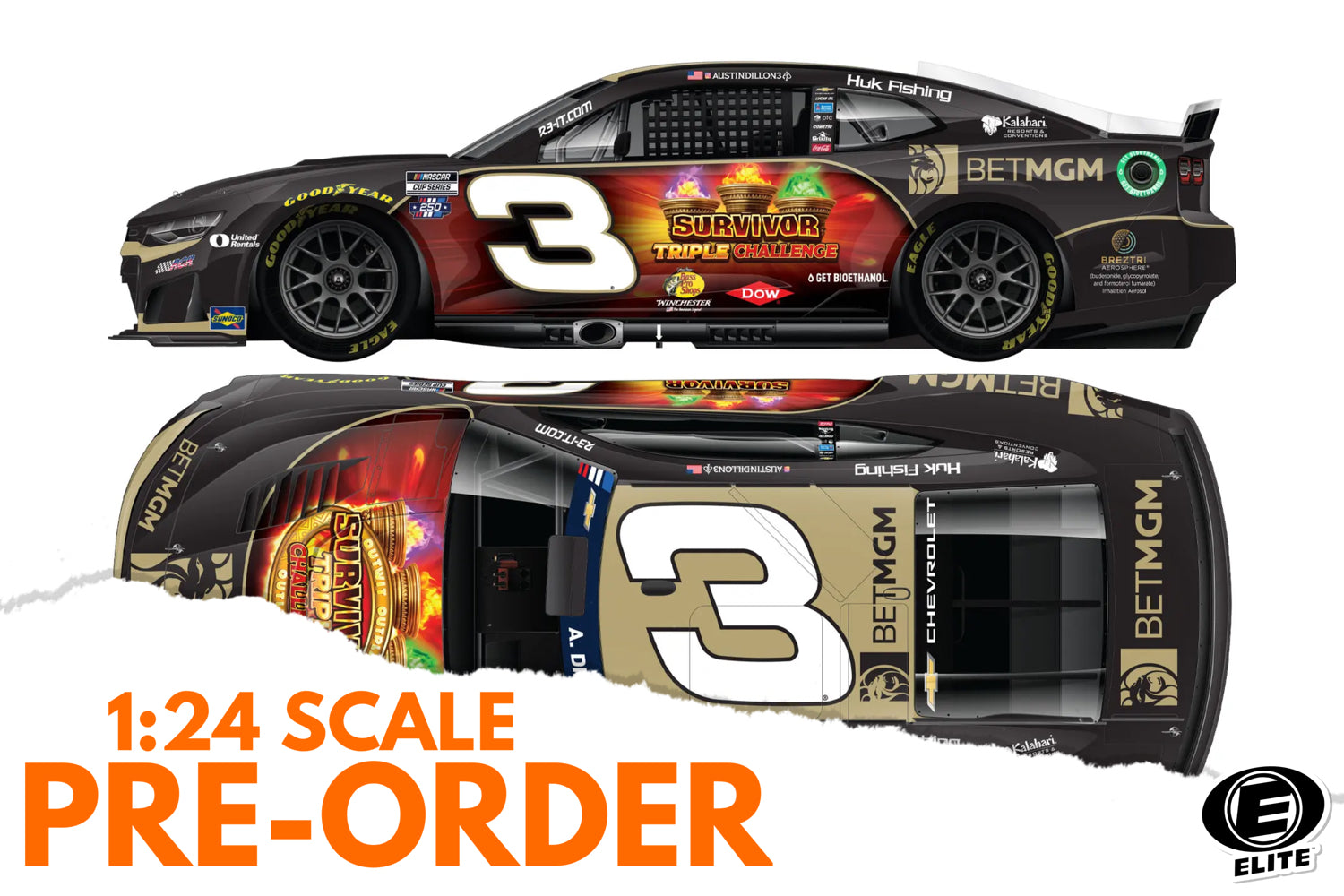 2026 Austin Dillon 1:24 BetMGM Survivor Triple Challenge ELITE NASCAR Diecast