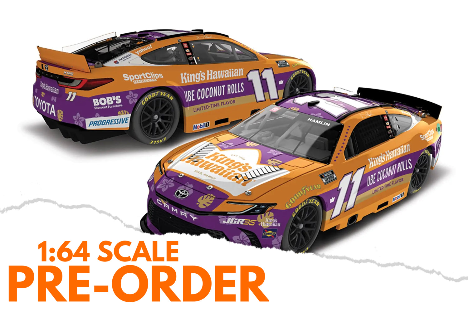 2026 Denny Hamlin 1:64 King’s Hawaiian UBE Coconut Rolls Diecast