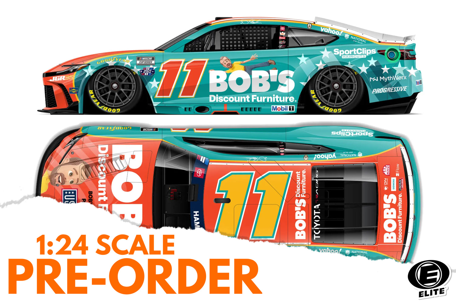 2026 Denny Hamlin 1:24 Bob's Discount Furniture Patriotic ELITE NASCAR Diecast