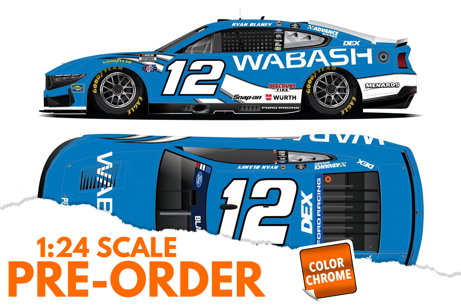 2026 Ryan Blaney 1:24 Wabash COLOR CHROME NASCAR Diecast
