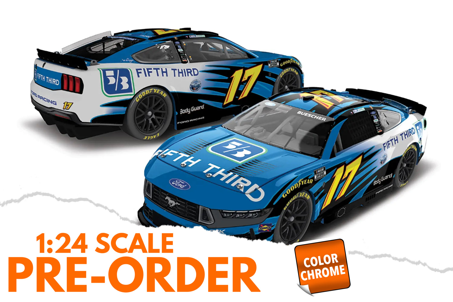 2026 Chris Buescher 1:24 Fifth Third Bank Throwback COLOR CHROME Diecast