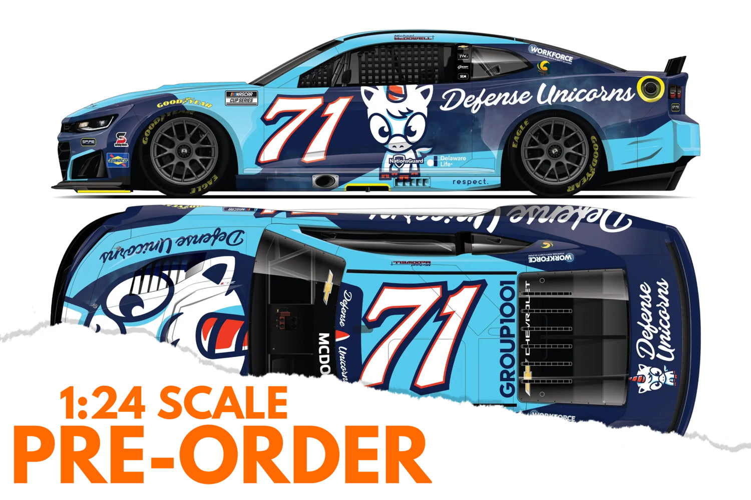 2026 Michael McDowell 1:24 Defense Unicorns NASCAR Diecast