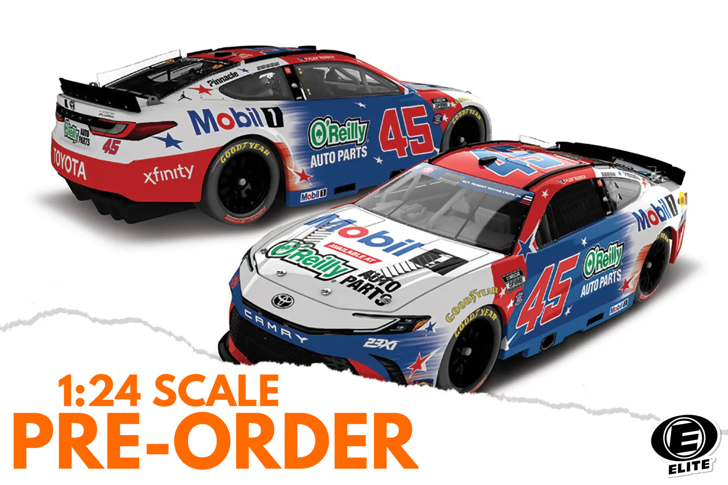 2026 Tyler Reddick 1:24 Mobil 1 / O'Reilly Patriotic ELITE Diecast