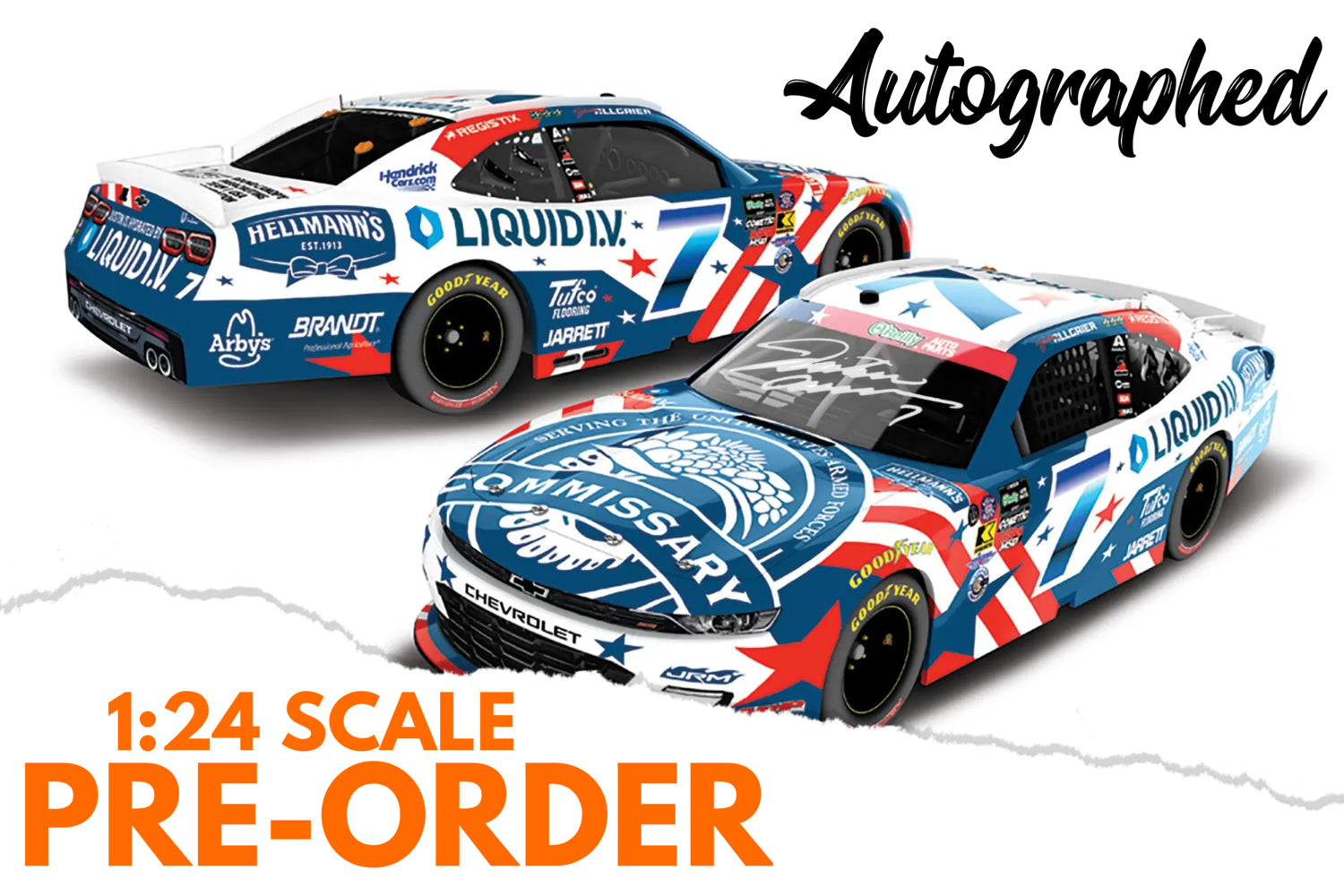2026 Justin Allgaier 1:24 Hellman’s / Liquid I.V. DeCa AUTOGRAPHED Diecast