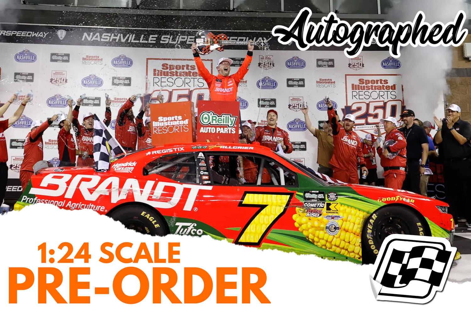 2026 Justin Allgaier 1:24 Brandt Nashville Race Win AUTOGRAPHED Diecast