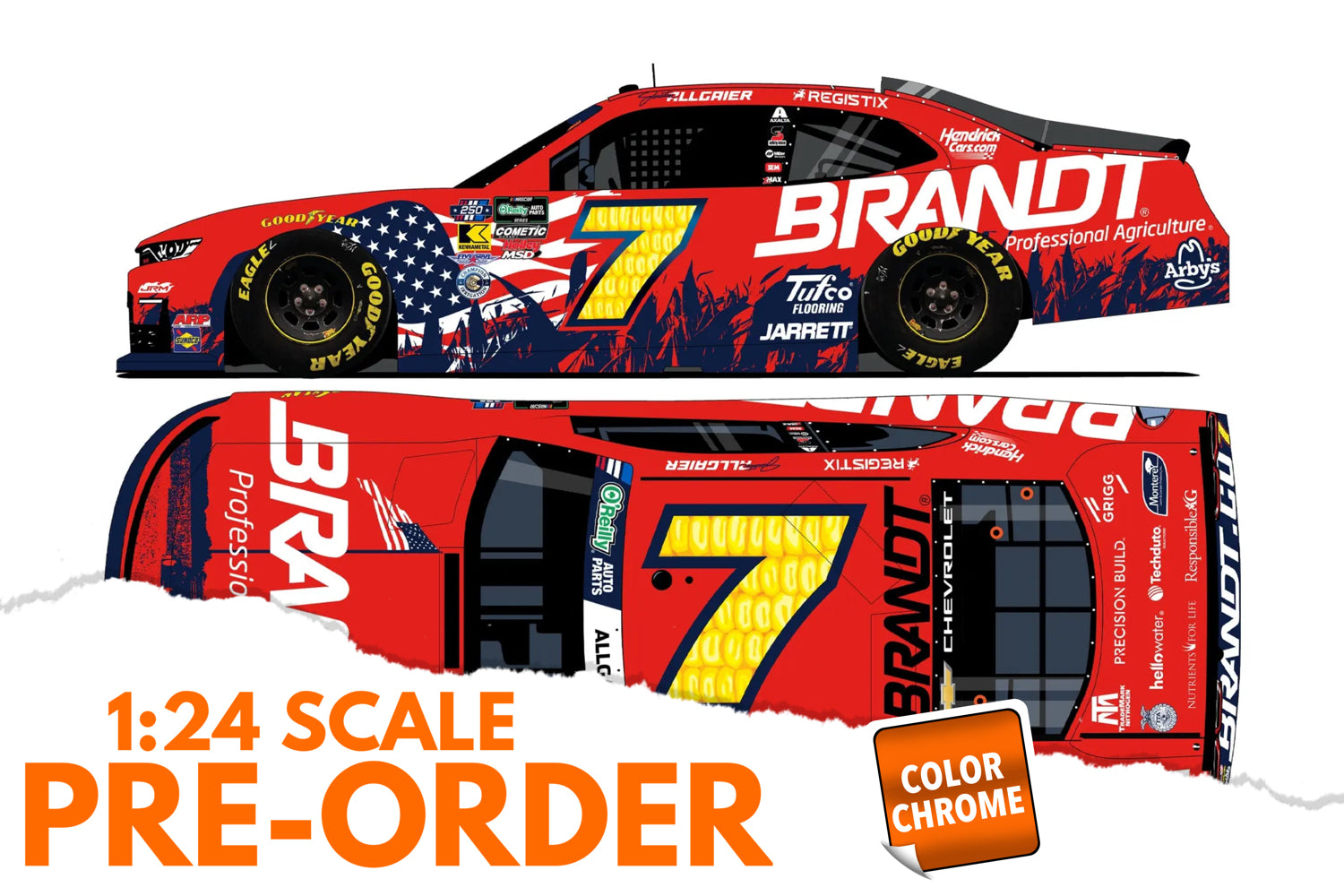 2026 Justin Allgaier 1:24 Brandt Patriotic COLOR CHROME NASCAR Diecast