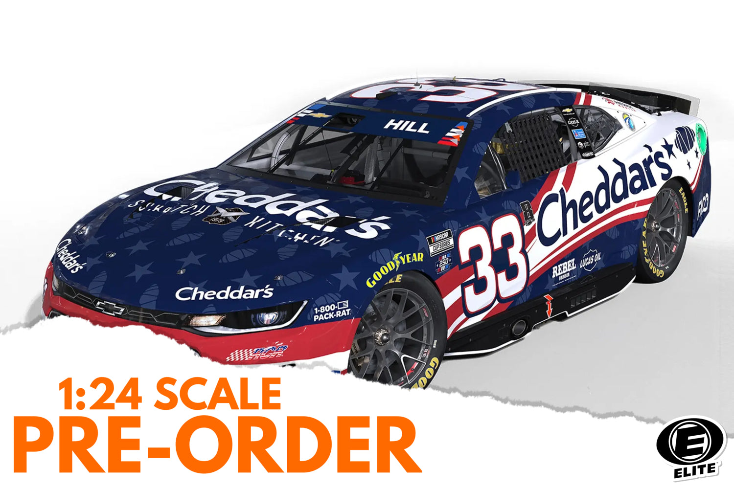 2026 Austin Hill 1:24 Cheddar's Patriotic ELITE NASCAR Diecast